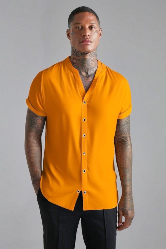 TRYTHIS Cotton Solid Half Sleeves Polo Neck Mens Shirt